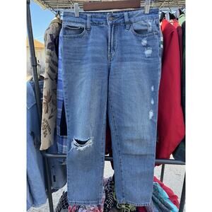 Rewash Jeans Women's 26 Size 3 Blue Zippered Straight Soft Distressed Whiskers